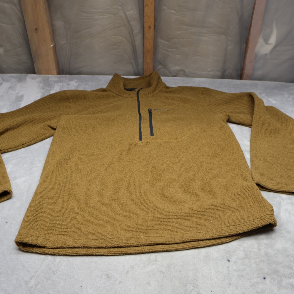 Simms Sweater Men Large Brown‎ Rivershed 1/4 Zip Fleece Activewear Hike Pullover